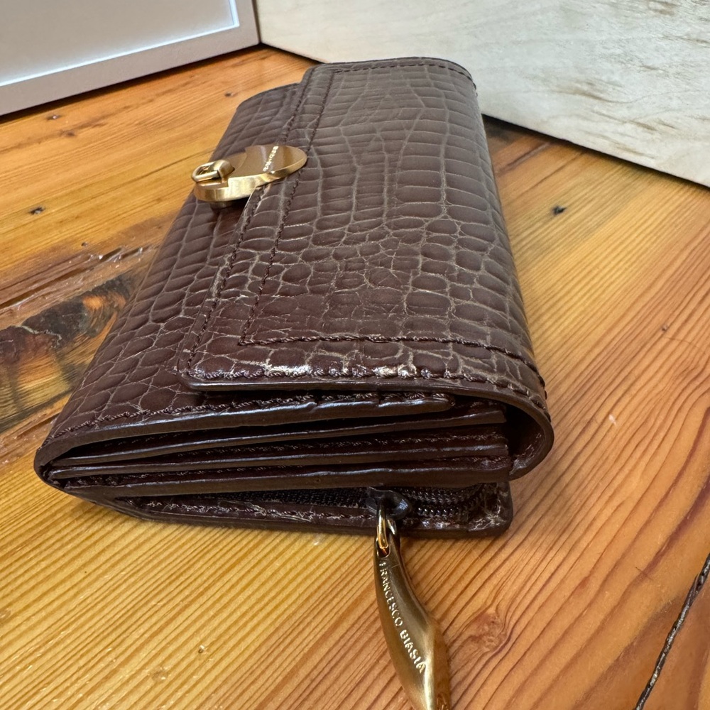 Vintage Francesco biasa Brown and gold Croc-Embossed Leather - Picture 13 of 15